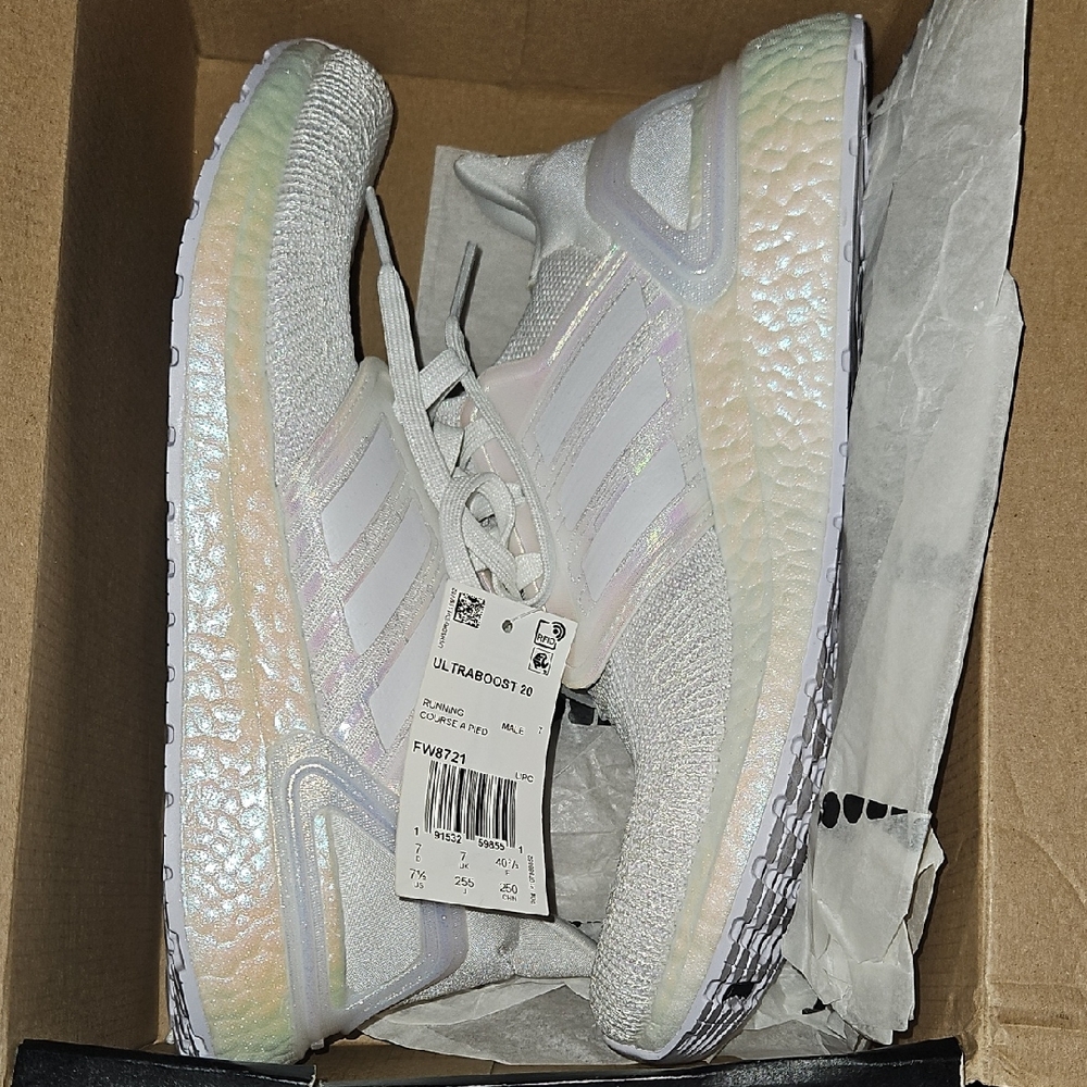 Adidas Silver White Athletic Shoes for Performance